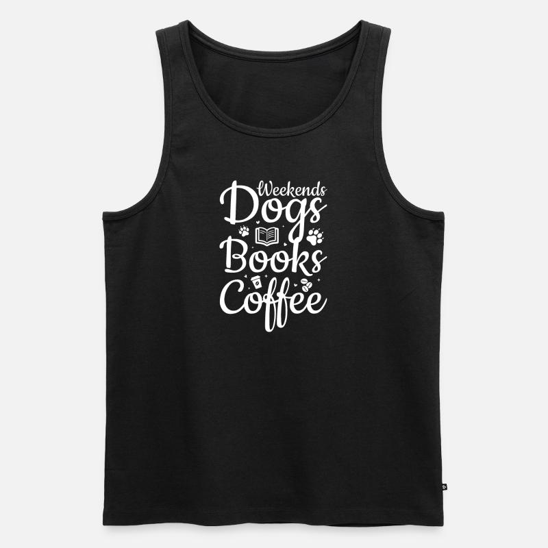 Kaffee Hunde und Bücher - Männer Premium Bio Tank Top - Schwarz
