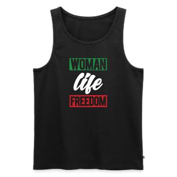 Femmes Vie Liberté Iranienne Mahsa Amini Iran - Débardeur bio Premium Homme - noir - Devant - AI Model Male 178 light (178cm)
