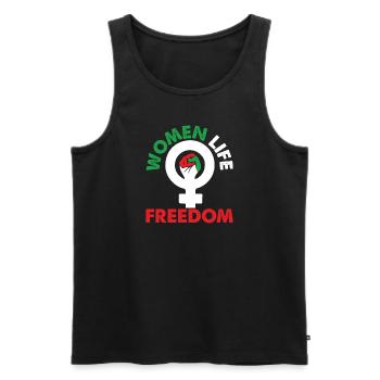 Femmes Vie Liberté Iranienne Mahsa Amini Iran - Débardeur bio Premium Homme - noir - Devant - AI Model Male 178 light (178cm)