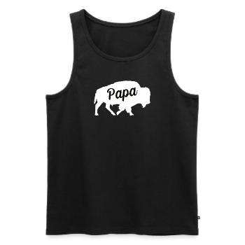 Büffel Ochse Papa Familie Kinder Bison Rind - Männer Premium Bio Tank Top - Schwarz - Vorne - Michal (187cm)