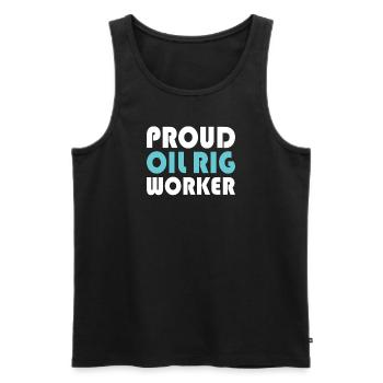 Oil rig oil gas workers drilling oil platform - Men's Premium Organic Tank Top - black - Front - Michal (187cm)
