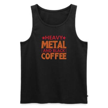 Kaffee und Heavy Metal Rock Heavymetal Metalhead - Männer Premium Bio Tank Top - Schwarz - Vorne - AI Model Male 178 light (178cm)