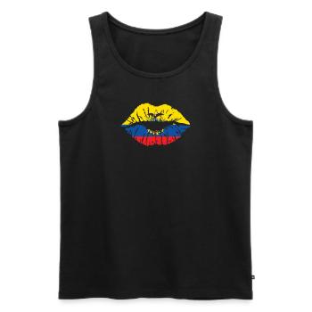 Ecuador Herz Fahne Flagge Spanisch - Männer Premium Bio Tank Top - Schwarz - Vorne - AI Model Male 178 light (178cm)