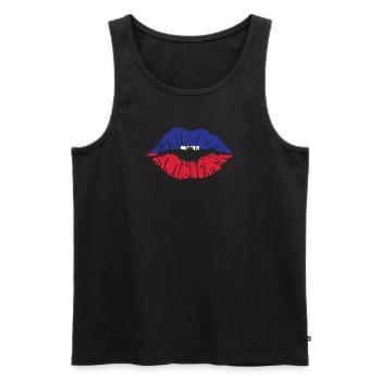 Haiti Heartbeat Flag Vintage Haiti Heart - Men's Premium Organic Tank Top - black - Front - Michal (187cm)