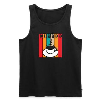 Kaffee Sarkasmus Freunde Glück Freude Cappuccino - Männer Premium Bio Tank Top - Schwarz - Vorne - Michal (187cm)