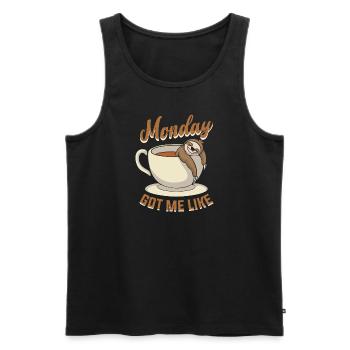 Monday - Sloth Lazy Sleep Laziness Tired - Men's Premium Organic Tank Top - black - Front - Michal (187cm)