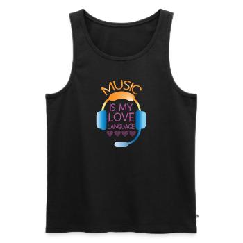 Musicien vinyle Musique rétro Vinyle Vintage Musique Making - Débardeur bio Premium Homme - noir - Devant - Michal (187cm)