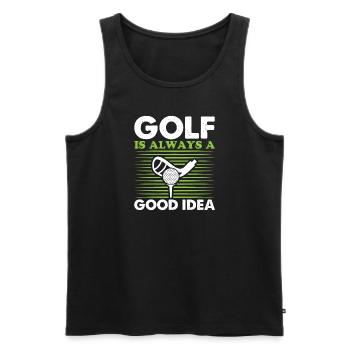 Golf Golfer Gift Hobby Club Quote - Men's Premium Organic Tank Top - black - Front - AI Model Male 178 light (178cm)