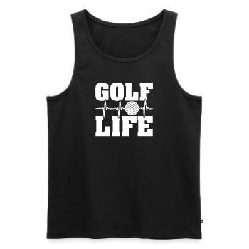 Golf Golfer Gift Hobby Club Quote - Men's Premium Organic Tank Top - black - Front - AI Model Male 178 light (178cm)