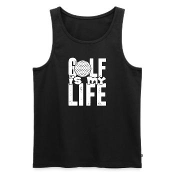 Golf Golfer Gift Hobby Club Quote - Men's Premium Organic Tank Top - black - Front - AI Model Male 178 light (178cm)