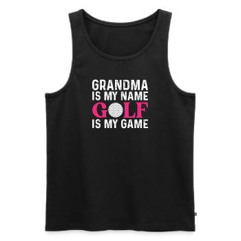 La grand-mère de la grand-mère de golf - Débardeur bio Premium Homme - noir - Devant - Michal (187cm)