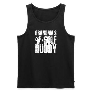 The Golf Grandma Grandmother Buddy Friend Grandchild - Men's Premium Organic Tank Top - black - Front - AI Model Male 178 light (178cm)