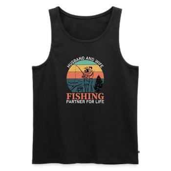 Angeln Ehemann Ehefrau - Männer Premium Bio Tank Top - Schwarz - Vorne - Michal (187cm)