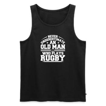 Rugby Player Rugbyball Team Game Club - Men's Premium Organic Tank Top - black - Front - AI Model Male 178 light (178cm)