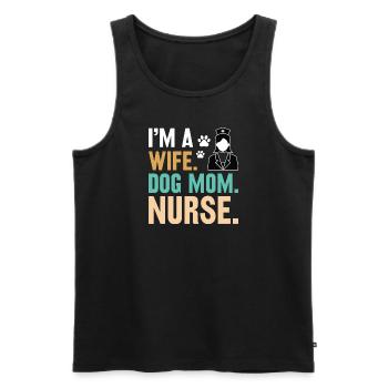 Femme propriétaire de chien infirmière médecine - Débardeur bio Premium Homme - noir - Devant - AI Model Male 178 light (178cm)