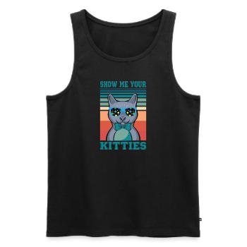 Real men love cats cat man cat father - Men's Premium Organic Tank Top - black - Front - AI Model Male 178 light (178cm)