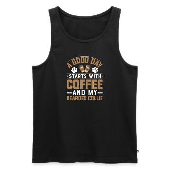 Bearded Collie Coffee Drinking Caffeine Dogs - Men's Premium Organic Tank Top - black - Front - Michal (187cm)