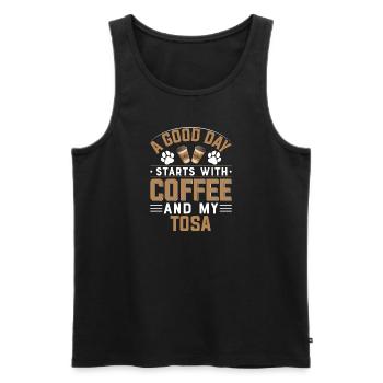 Tosa Japanische Hunderasse Kaffee Trinken Koffein - Männer Premium Bio Tank Top - Schwarz - Vorne - Michal (187cm)