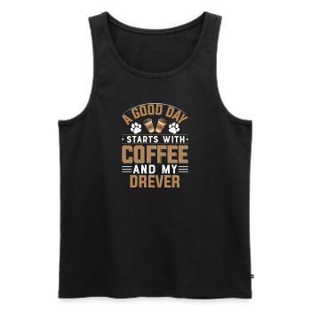 Drever Kaffee Trinken Hunderasse Koffein Pfote - Männer Premium Bio Tank Top - Schwarz - Vorne - Michal (187cm)