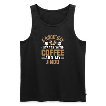 Korean Jindo Dog Breed Coffee Drinking Paw - Men's Premium Organic Tank Top - black - Front - Michal (187cm)