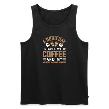 Miniature American Shepherd Kaffee Trinken Koffein - Männer Premium Bio Tank Top - Schwarz - Vorne - Michal (187cm)