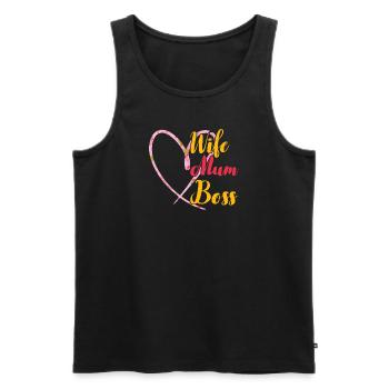 Mère Épouse Boss Fête des mères Meilleure maman Chef - Débardeur bio Premium Homme - noir - Devant - Michal (187cm)