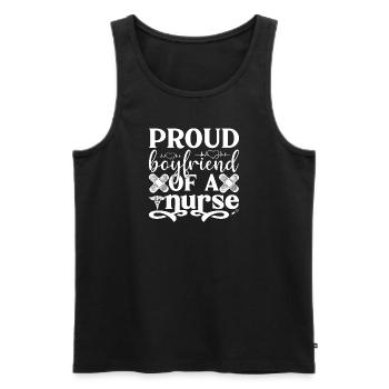 Stolzer Freund einer Krankenschwester Freundin - Männer Premium Bio Tank Top - Schwarz - Vorne - Michal (187cm)