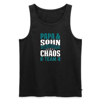 Papa und Söhne Sohn Vater Sohn - Männer Premium Bio Tank Top - Schwarz - Vorne - Michal (187cm)
