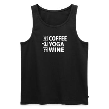 Kaffee Yoga Wein - Männer Premium Bio Tank Top - Schwarz - Vorne - AI Model Male 178 light (178cm)