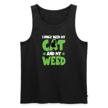 Chats et mauvaises herbes Cadeaux de chats et de stoner d’herbe - Débardeur bio Premium Homme - noir - Devant - Michal (187cm)