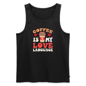 Coffee Sarcasm Friends Happiness Joy Cappuccino - Men's Premium Organic Tank Top - black - Front - Michal (187cm)