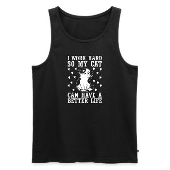 Cat Cats Pet Girl Cat Lady - Men's Premium Organic Tank Top - black - Front - Michal (187cm)