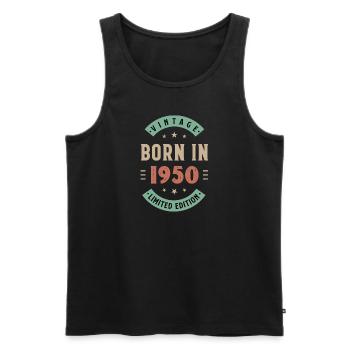 1950 born - birthday born 1950 - Men's Premium Organic Tank Top - black - Front - Michal (187cm)