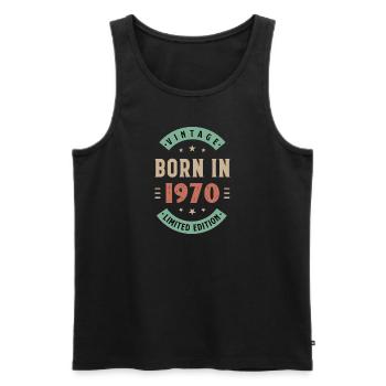 1970 - Baujahr 1970 - Jahrgang 1970 - Männer Premium Bio Tank Top - Schwarz - Vorne - AI Model Male 178 light (178cm)