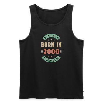 2000 - Baujahr 2000 - Jahrgang 2000 - Männer Premium Bio Tank Top - Schwarz - Vorne - AI Model Male 178 light (178cm)