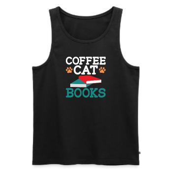 Cat Books Coffee Cat Owner Coffee Drinker - Men's Premium Organic Tank Top - black - Front - AI Model Male 178 light (178cm)