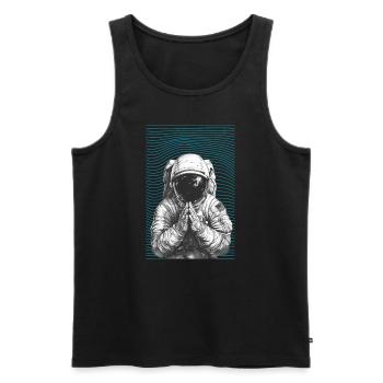 Praying Astronaut - Men's Premium Organic Tank Top - black - Front - AI Model Male 178 light (178cm)