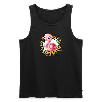 Flamingo Flamenco Rose - Débardeur bio Premium Homme - noir - Devant - AI Model Male 178 light (178cm)