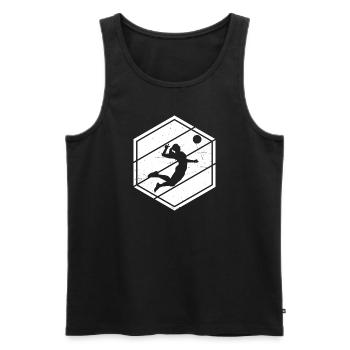 Joueuse de volleyball féminin Volleyball Spi - Débardeur bio Premium Homme - noir - Devant - Michal (187cm)