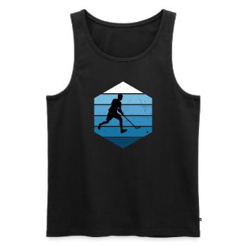 Floorball Unihockeyspielen Damen Unihockey - Männer Premium Bio Tank Top - Schwarz - Vorne - Michal (187cm)