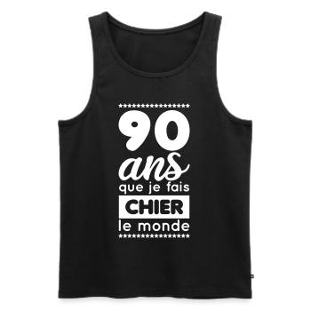 Anniversaire - 90 ans que je fais chier le monde - Débardeur bio Premium Homme - noir - Devant - Michal (187cm)