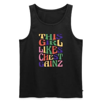Mädchen mag Chest Gainz Benchpress Gym - Männer Premium Bio Tank Top - Schwarz - Vorne - AI Model Male 178 light (178cm)