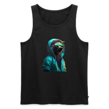 Hyena with sunglasses Colorful Cool hyenas Africa - Men's Premium Organic Tank Top - black - Front - Michal (187cm)