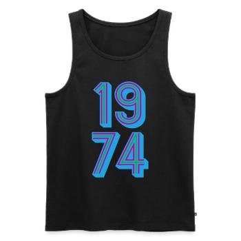 1974 Année de naissance | Couleurs changeantes - Débardeur bio Premium Homme - noir - Devant - Michal (187cm)