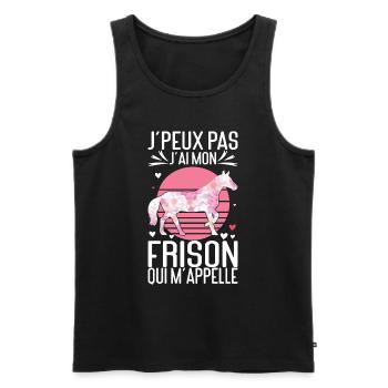 Humour Frison Cheval - Débardeur bio Premium Homme - noir - Devant - Michal (187cm)