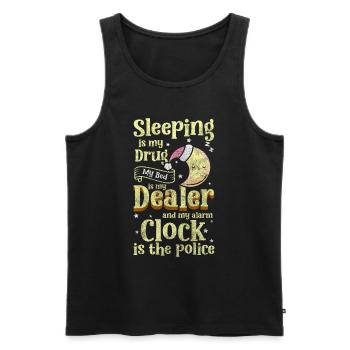 Sleeping Late Sleeper Resting Pillow - Men's Premium Organic Tank Top - black - Front - AI Model Male 178 light (178cm)