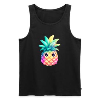 Cute Colorful Pineapple Summer Fruit Holiday Gift - Men's Premium Organic Tank Top - black - Front - Michal (187cm)