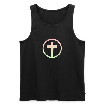 Verset biblique Croix du Christ - Débardeur bio Premium Homme - noir - Devant - Michal (187cm)