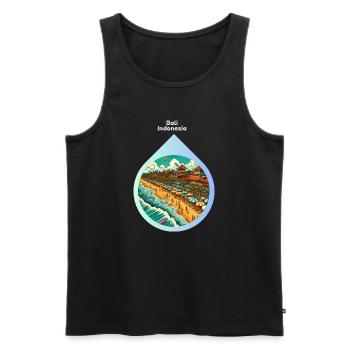 KI-Design: Traumhafter Strand in Bali, Indonesien. - Männer Premium Bio Tank Top - Schwarz - Vorne - Michal (187cm)