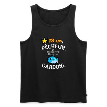 Pêcheur 18 ans, Toujours Frais comme un Gardon - Débardeur bio Premium Homme - noir - Devant - Michal (187cm)